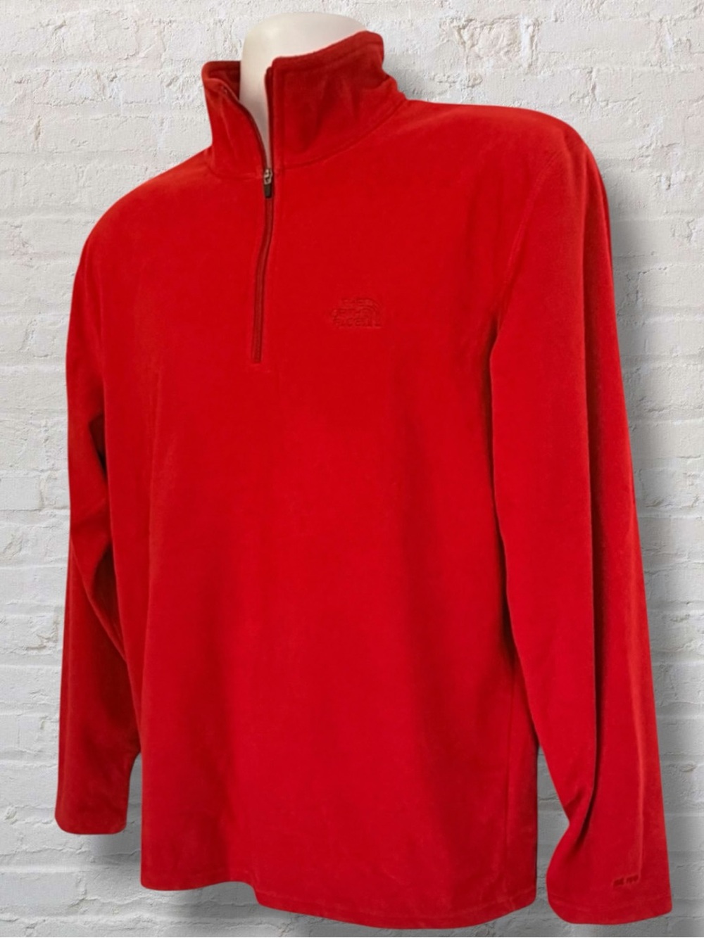 The North Face TKA 100 Quarter Zip Fleece Pullover Red Mens Medium